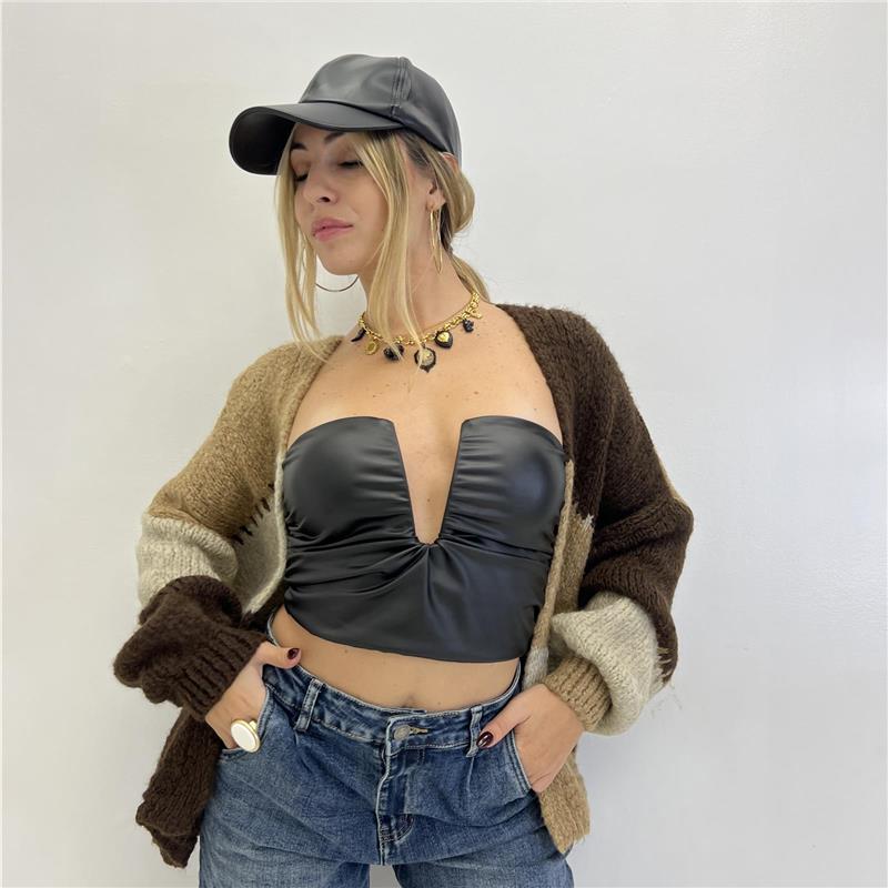 top in similpelle zip